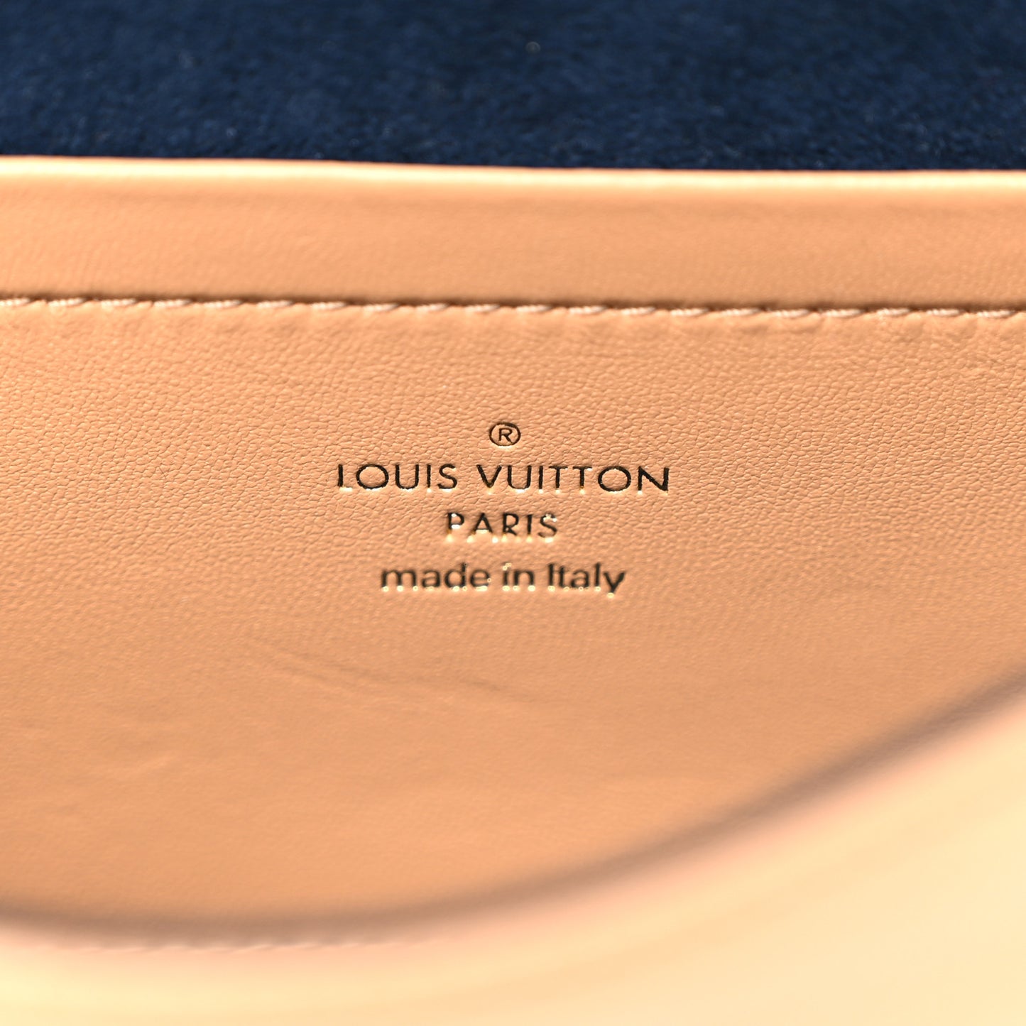 Lambskin Embossed Monogram Pochette Coussin Camel