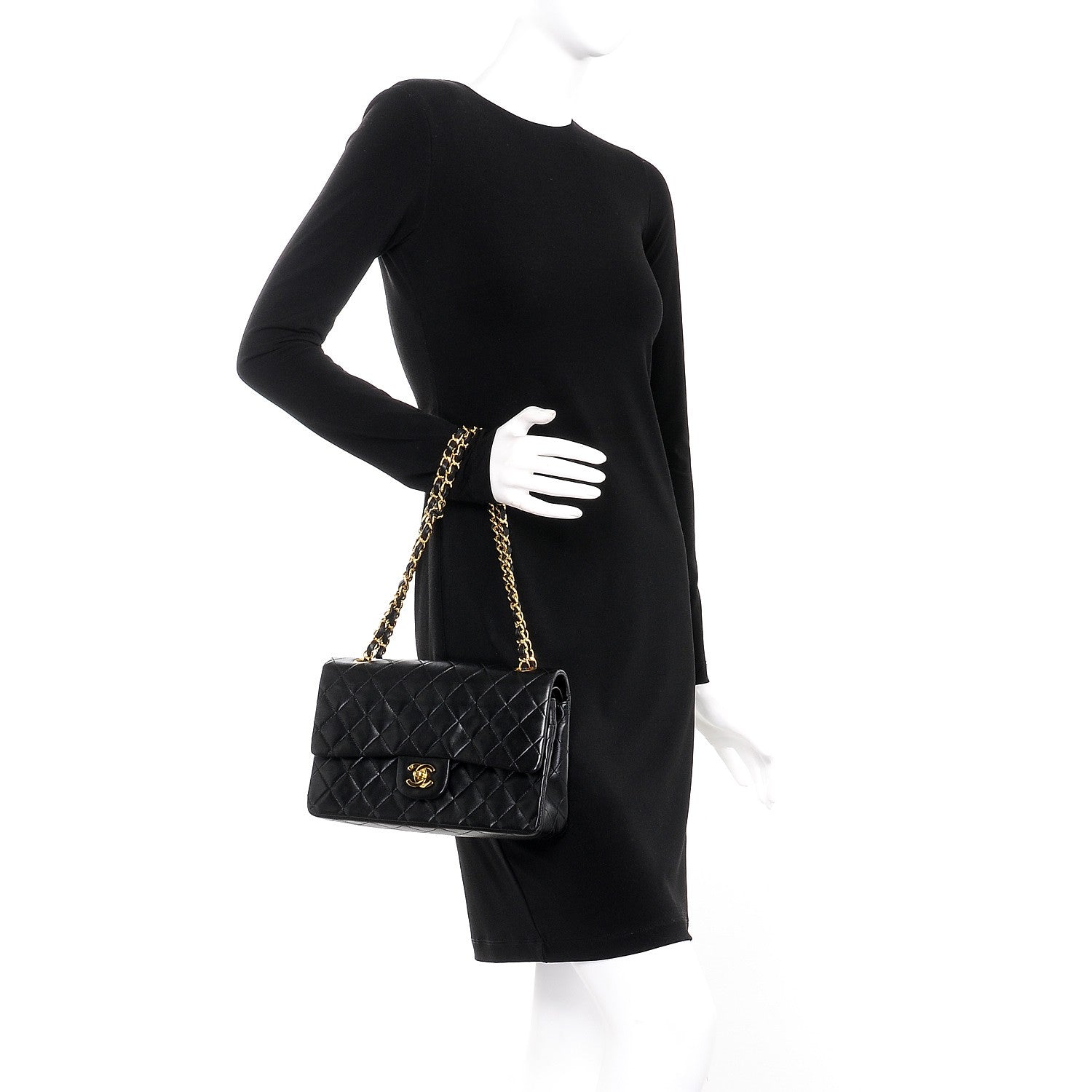 Chanel Lambskin Quilted Medium Double Flap Black 3 of 10