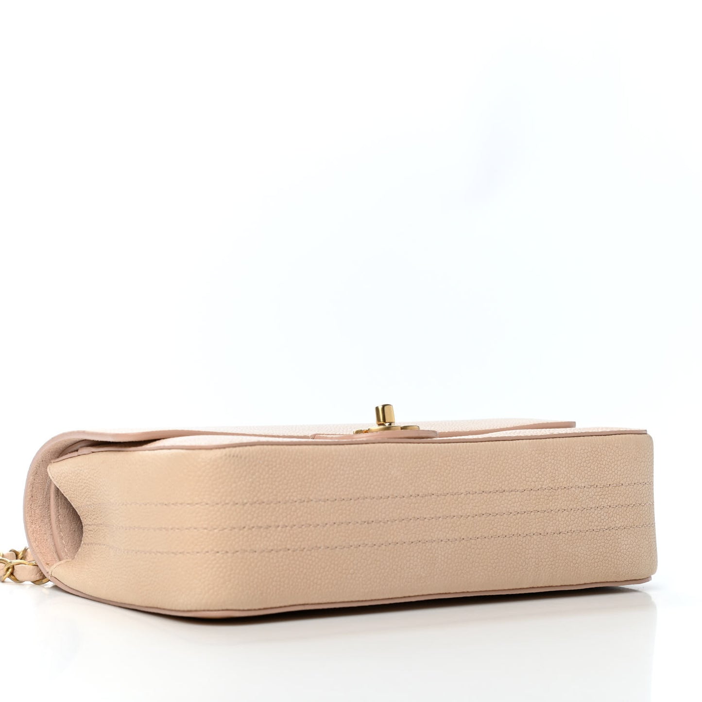 Grained Calfskin Medium Classic Pure Double Flap Nude