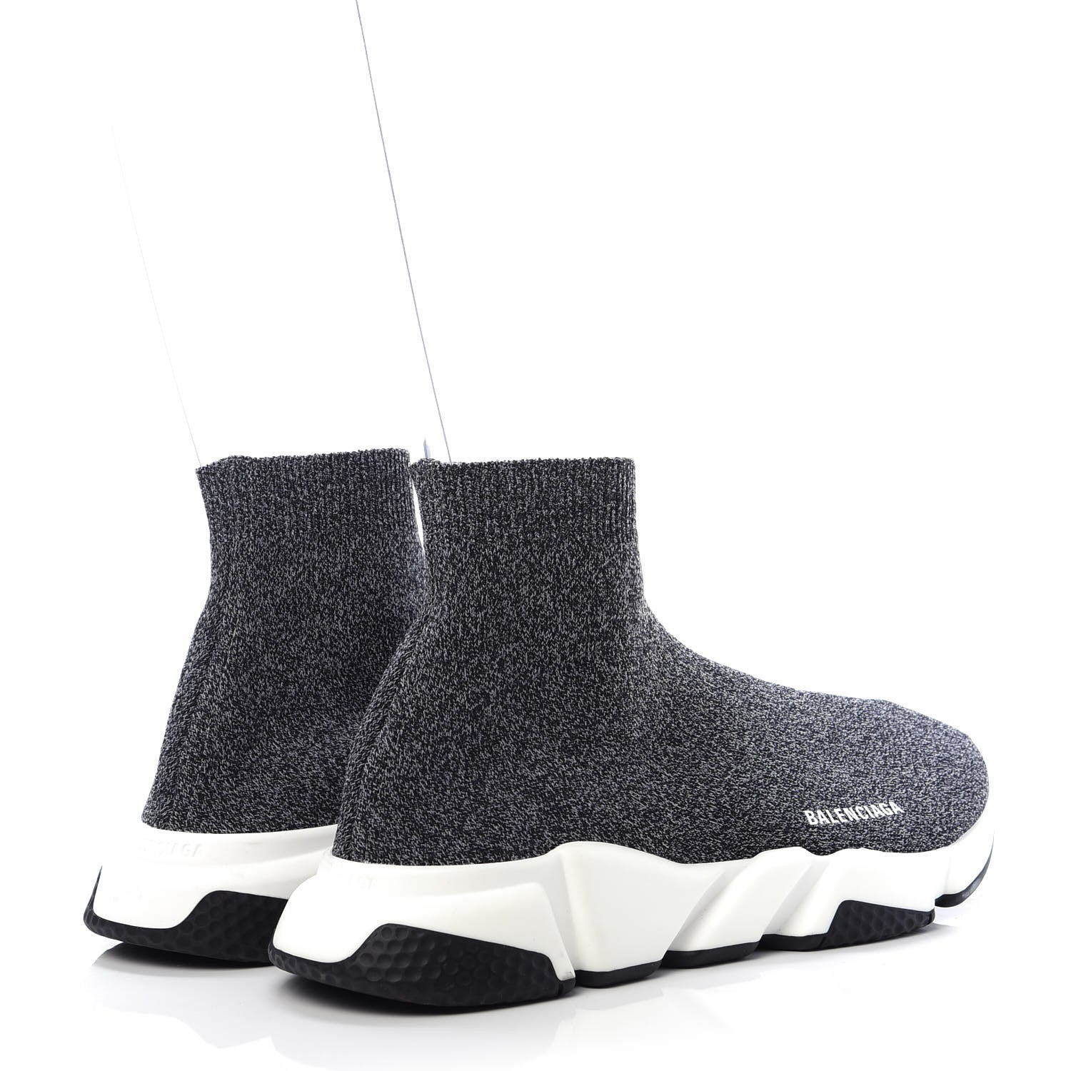 Balenciaga Chine Knit Bi-Color Sole Mens Speed Sneakers 45 Black White 4 of 10