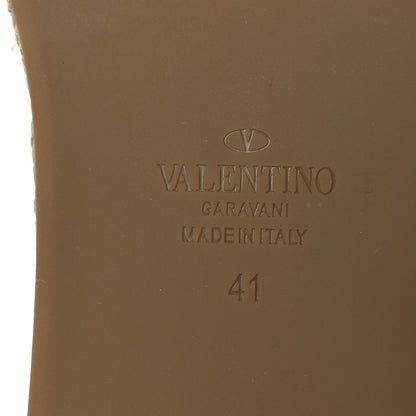 Valentino Garavani Canvas Leopard Print Rockstud Ankle Wrap Espadrille Flatform Sandals 41 Brown 8 of 13