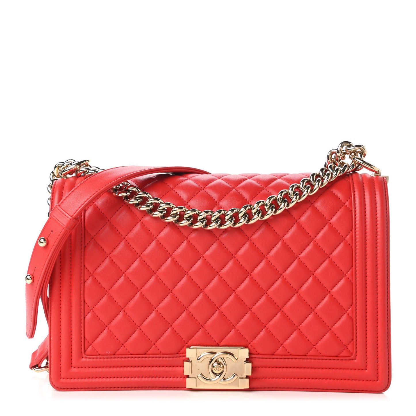 Lambskin Quilted New Medium Boy Flap Red