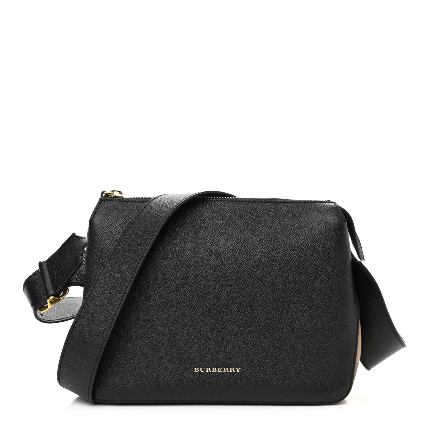 Soft Grain Calfskin House Check Small Helmsley Crossbody Black