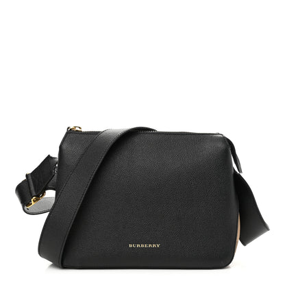 Burberry Soft Grain Calfskin House Check Small Helmsley Crossbody Black 1 of 13