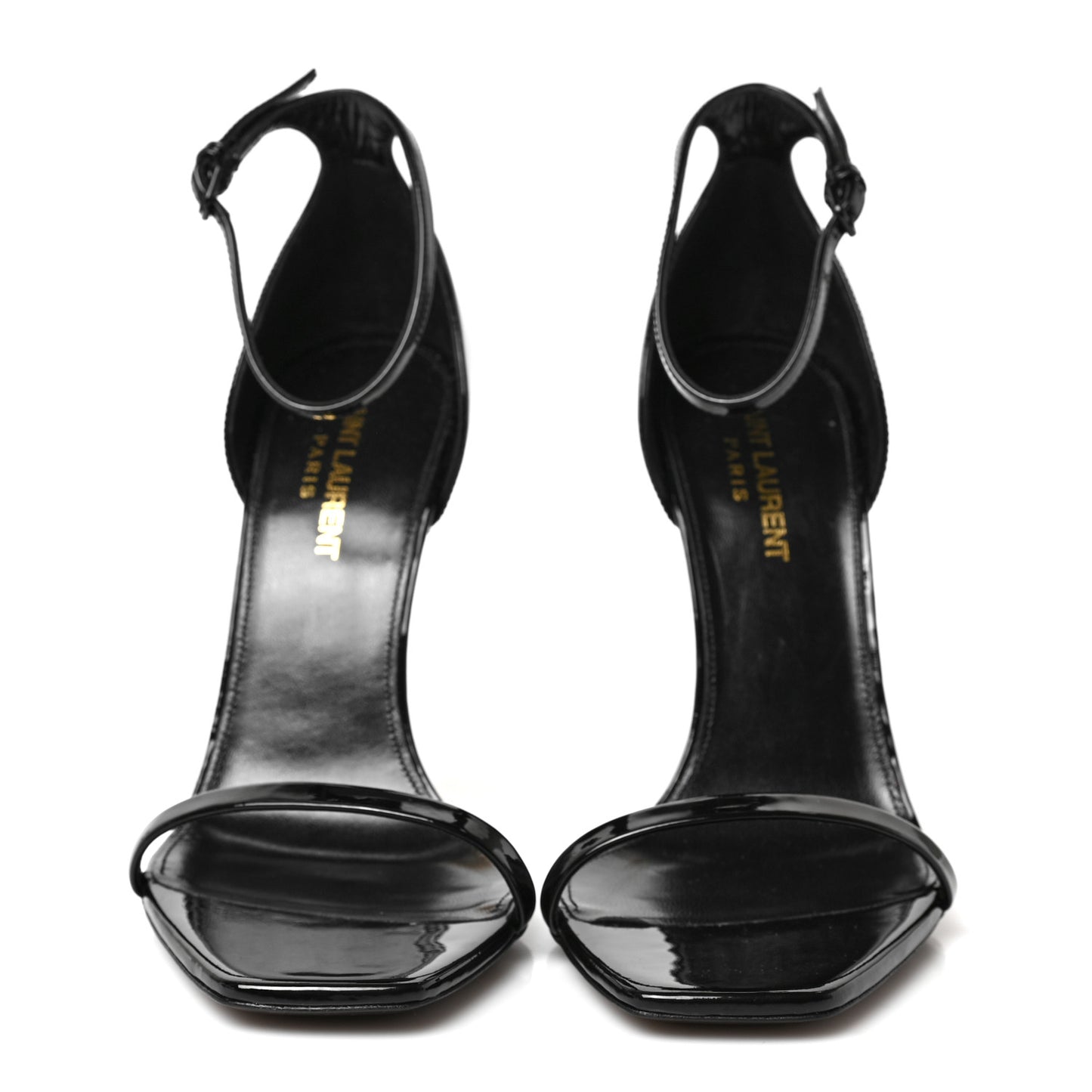 Patent Calfskin Opyum 110 Sandals 38.5 Black Gold
