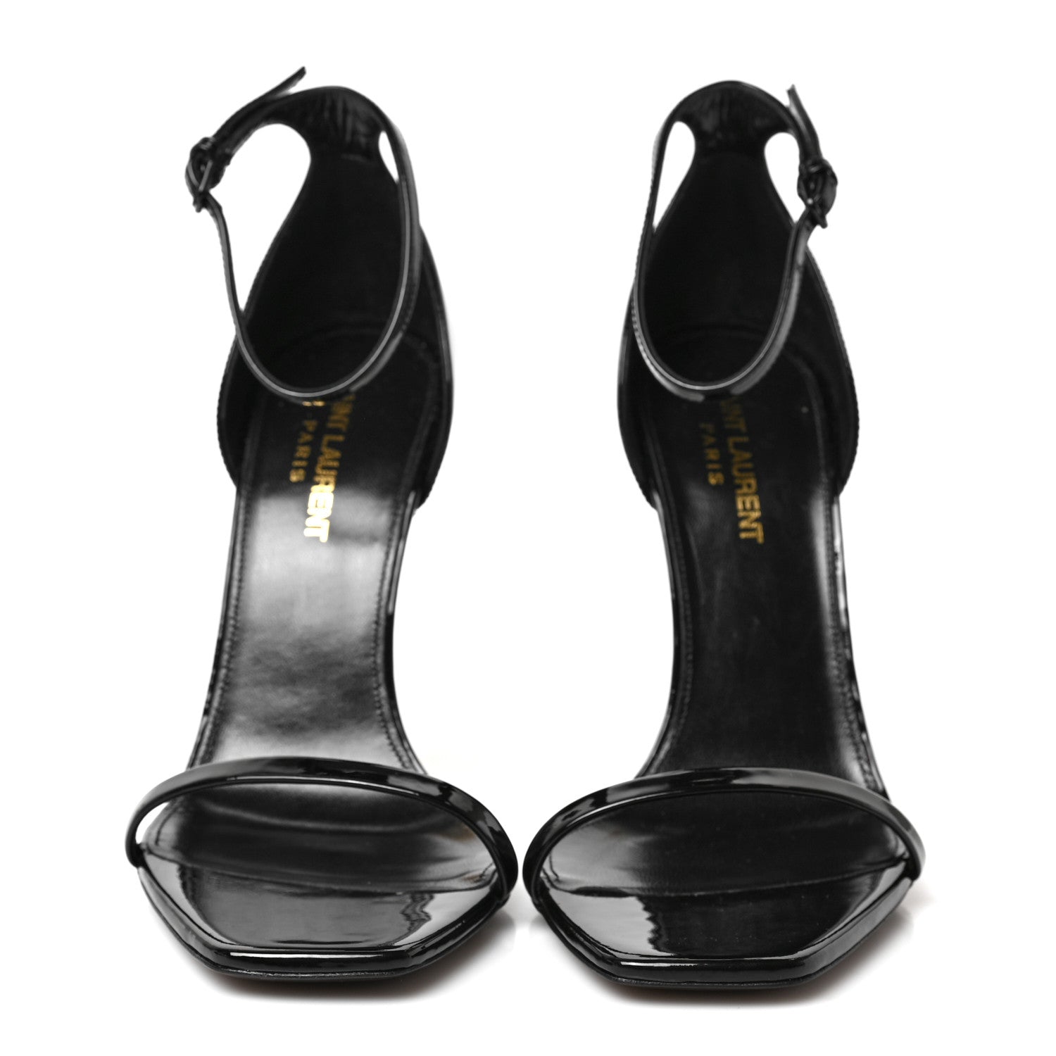 Saint Laurent Patent Calfskin Opyum 110 Sandals 38.5 Black Gold 2 of 7