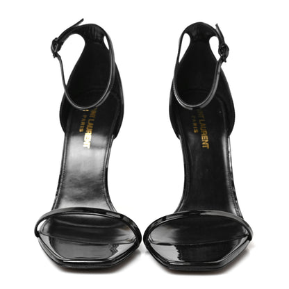 Saint Laurent Patent Calfskin Opyum 110 Sandals 38.5 Black Gold 2 of 7