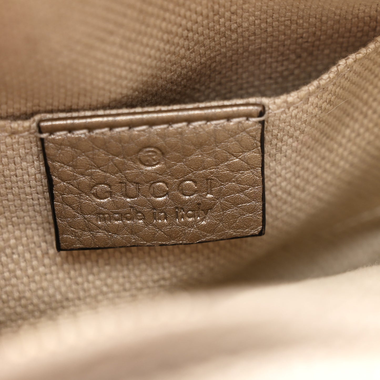 Metallic Pebbled Calfskin Mini Soho Chain Bag Golden Beige