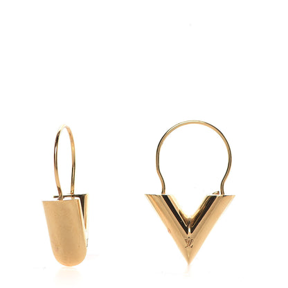 Louis Vuitton Brass Essential V Hoop Earrings Gold 1 of 5