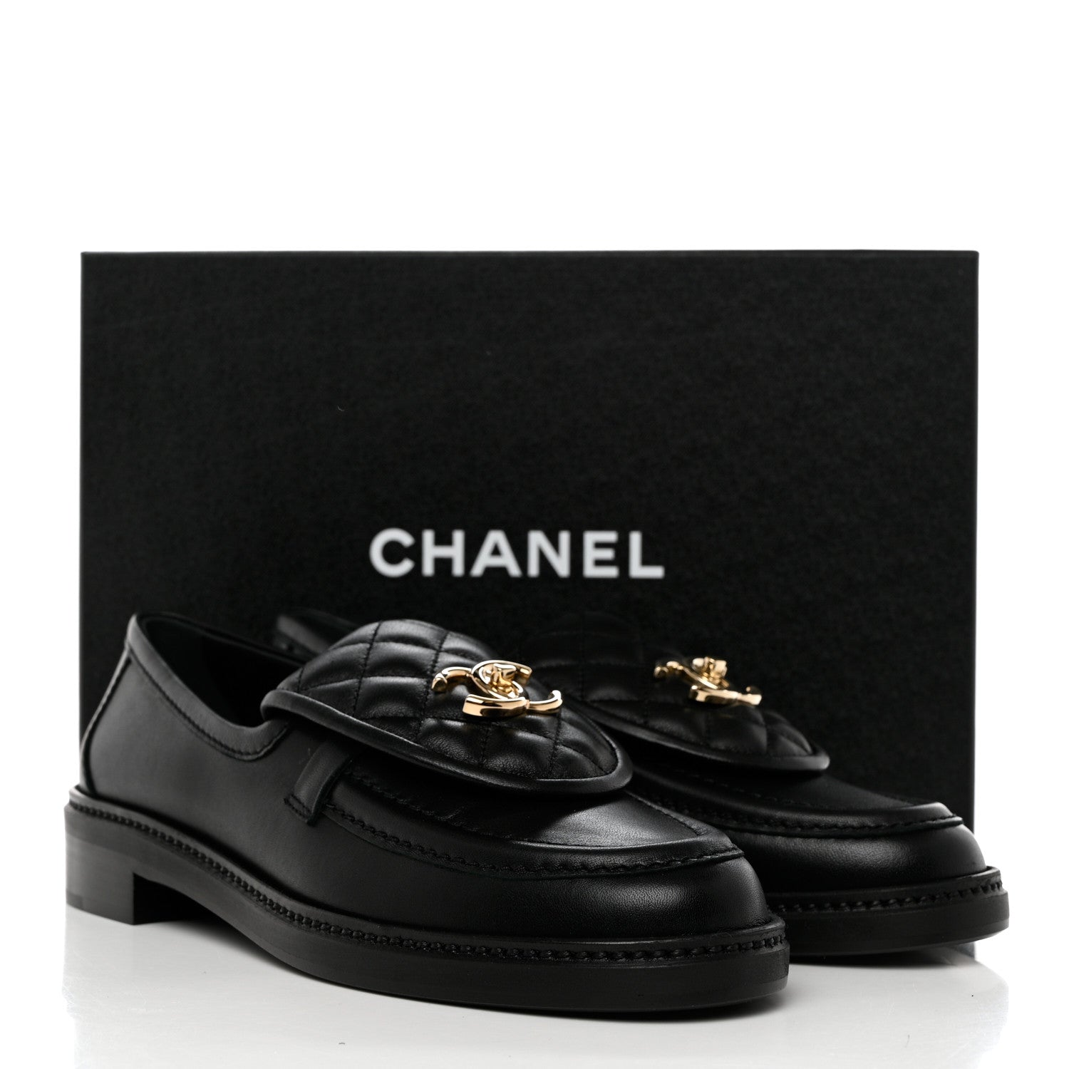 Chanel Lambskin Quilted CC Turnlock Loafers 39 Black 9 of 9