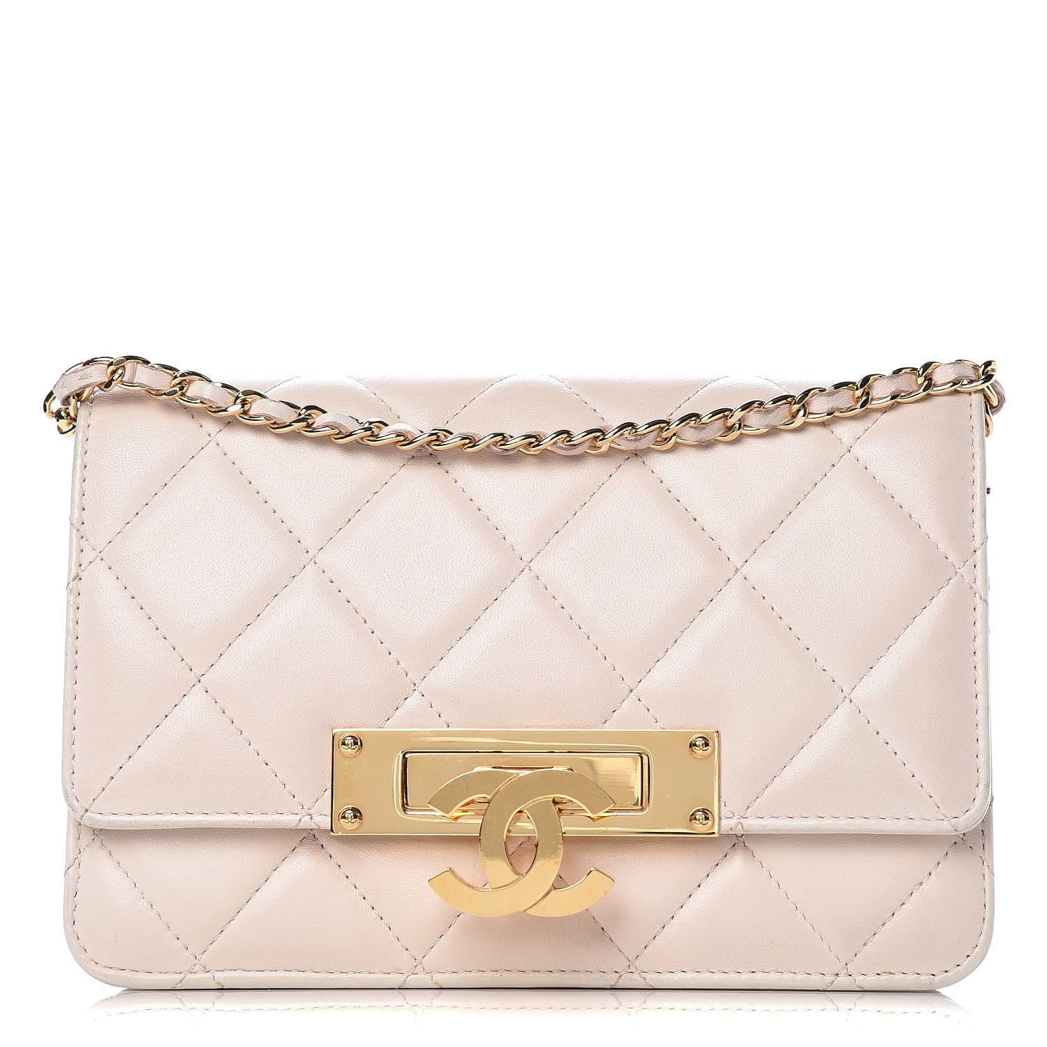 Chanel Lambskin Quilted Golden Class Wallet on Chain WOC Light Pink 1 of 13