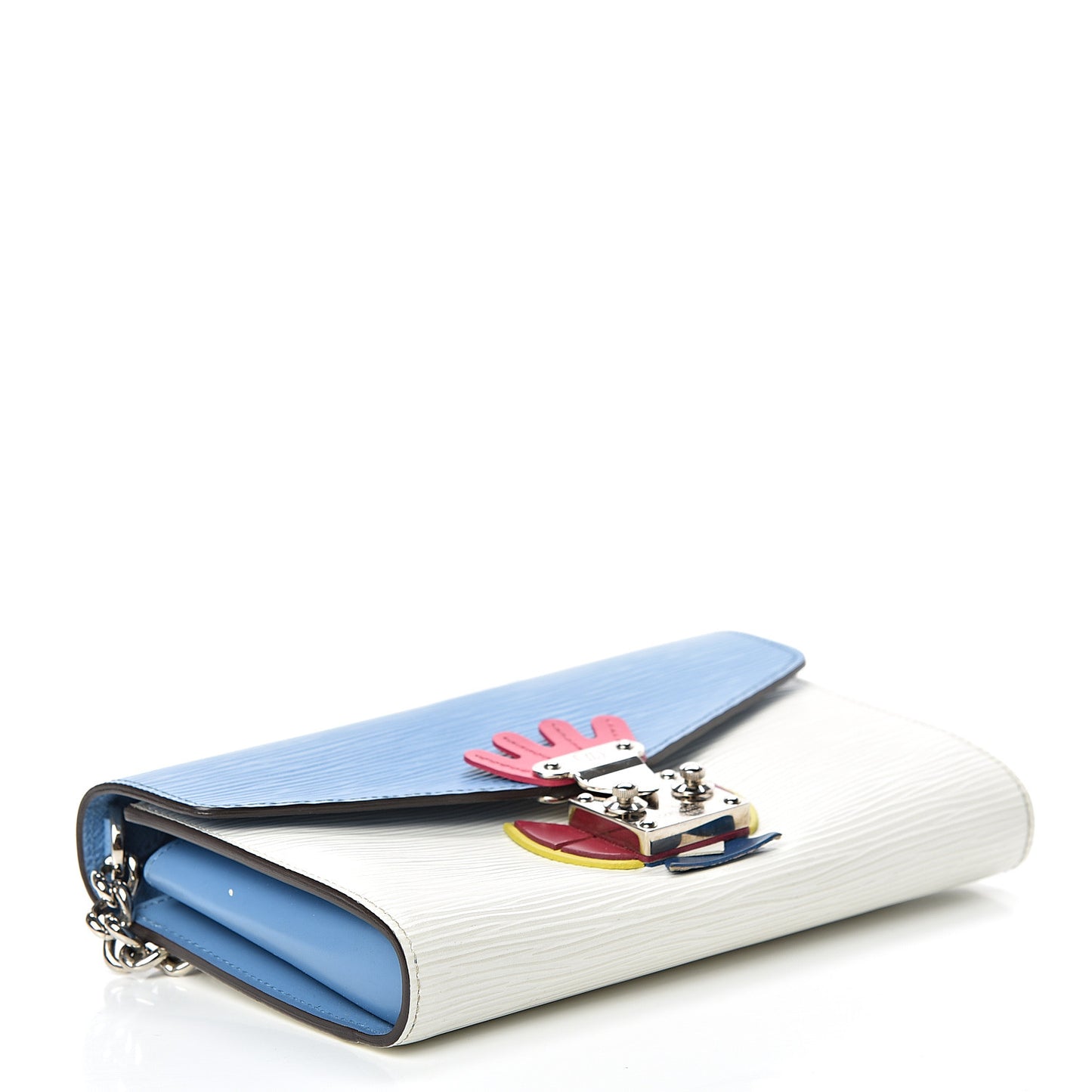 Epi Tribal Mask Chain Wallet Blue White