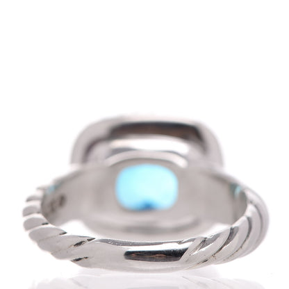 David Yurman Sterling Silver Diamond Blue Topaz 10mm Noblesse Ring 52 6 3 of 4