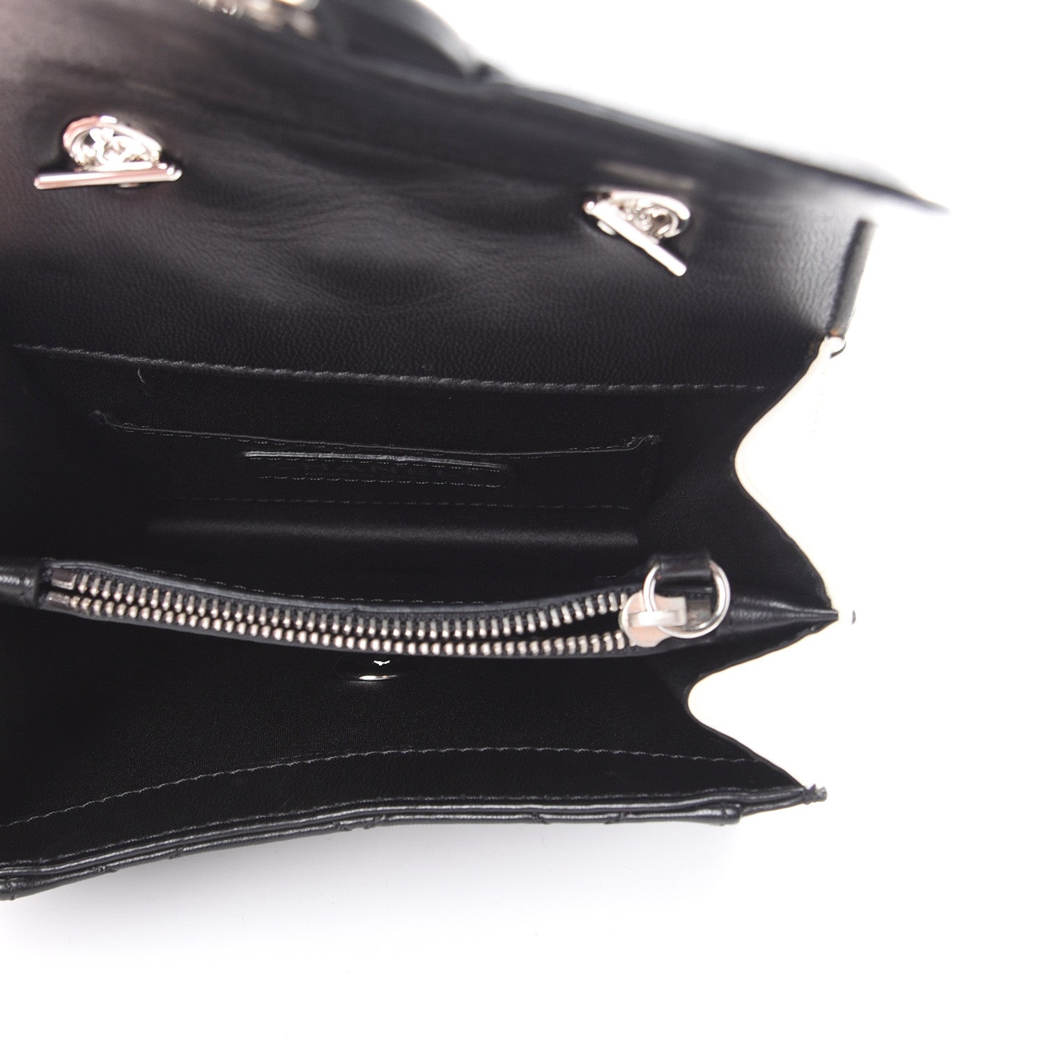 Chanel Lambskin Quilted Mini Graphic Flap Bag Black White 4 of 9