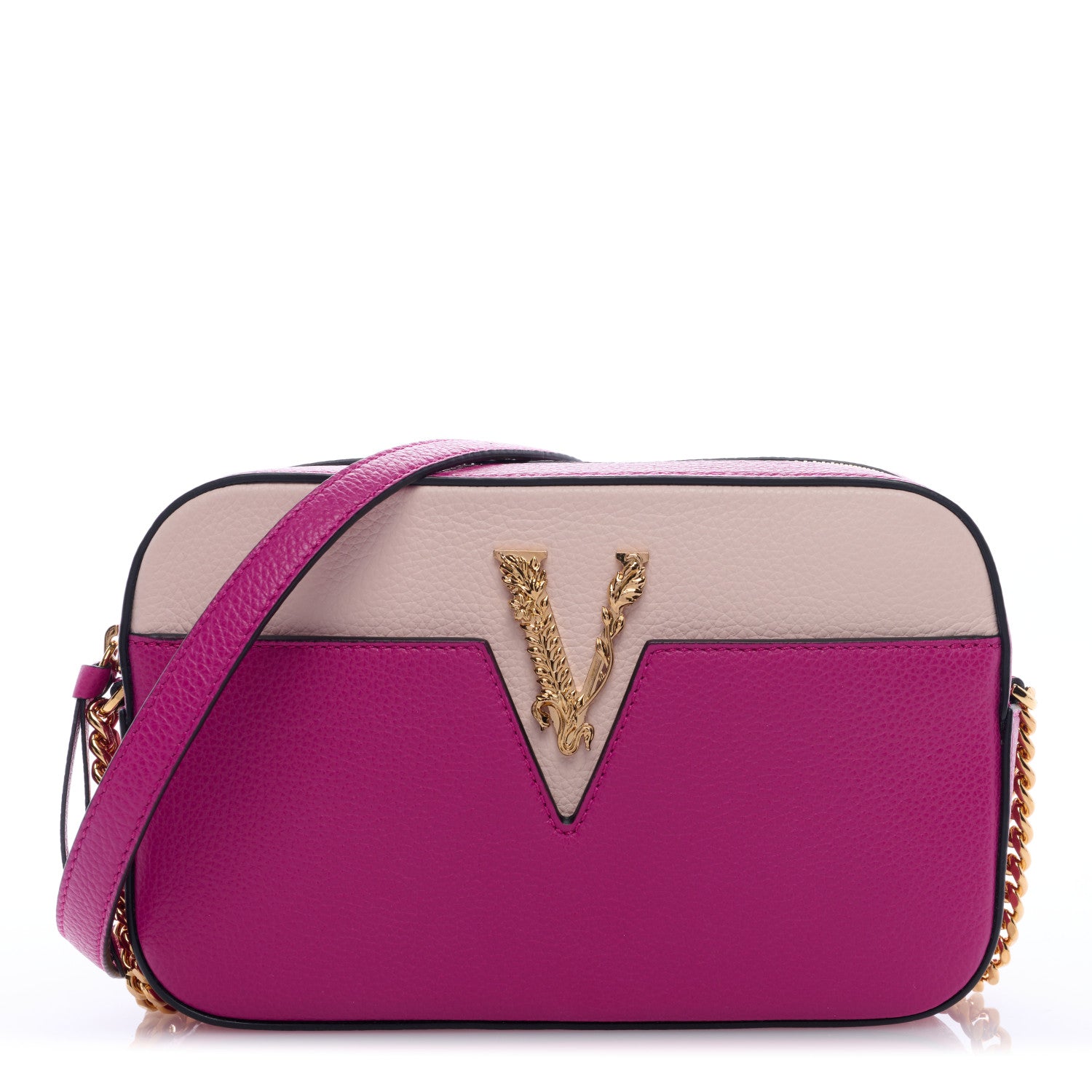 Versace Grainy Calfskin Virtus Small Camera Bag Purple 1 of 8