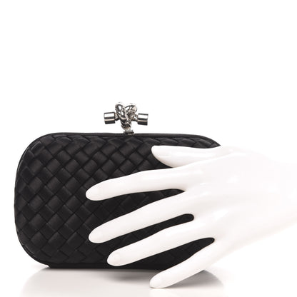 Bottega Veneta Satin Intreccio Impero Knot Clutch Black 2 of 8
