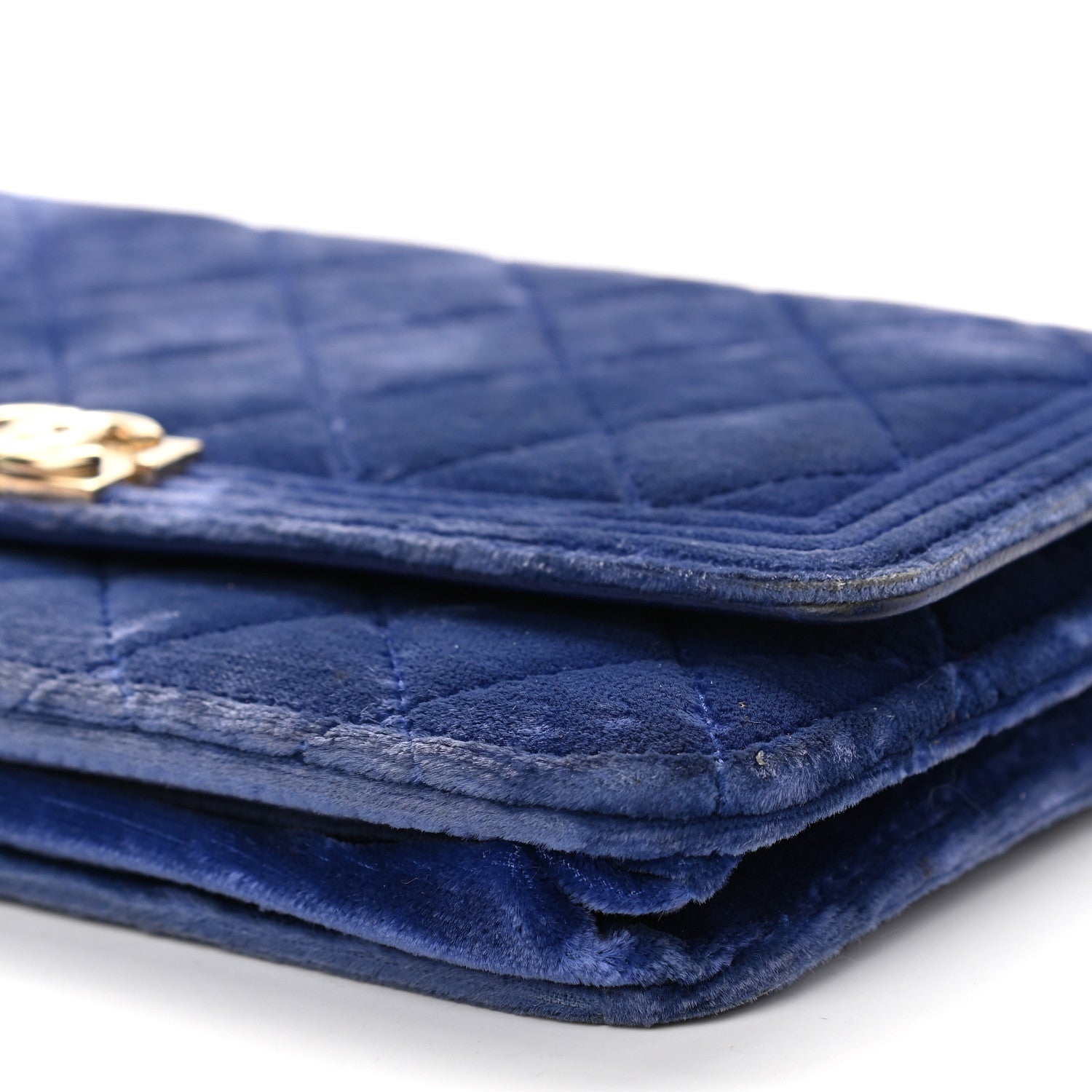Chanel Velvet Quilted Boy Wallet On Chain WOC Blue 10 of 12