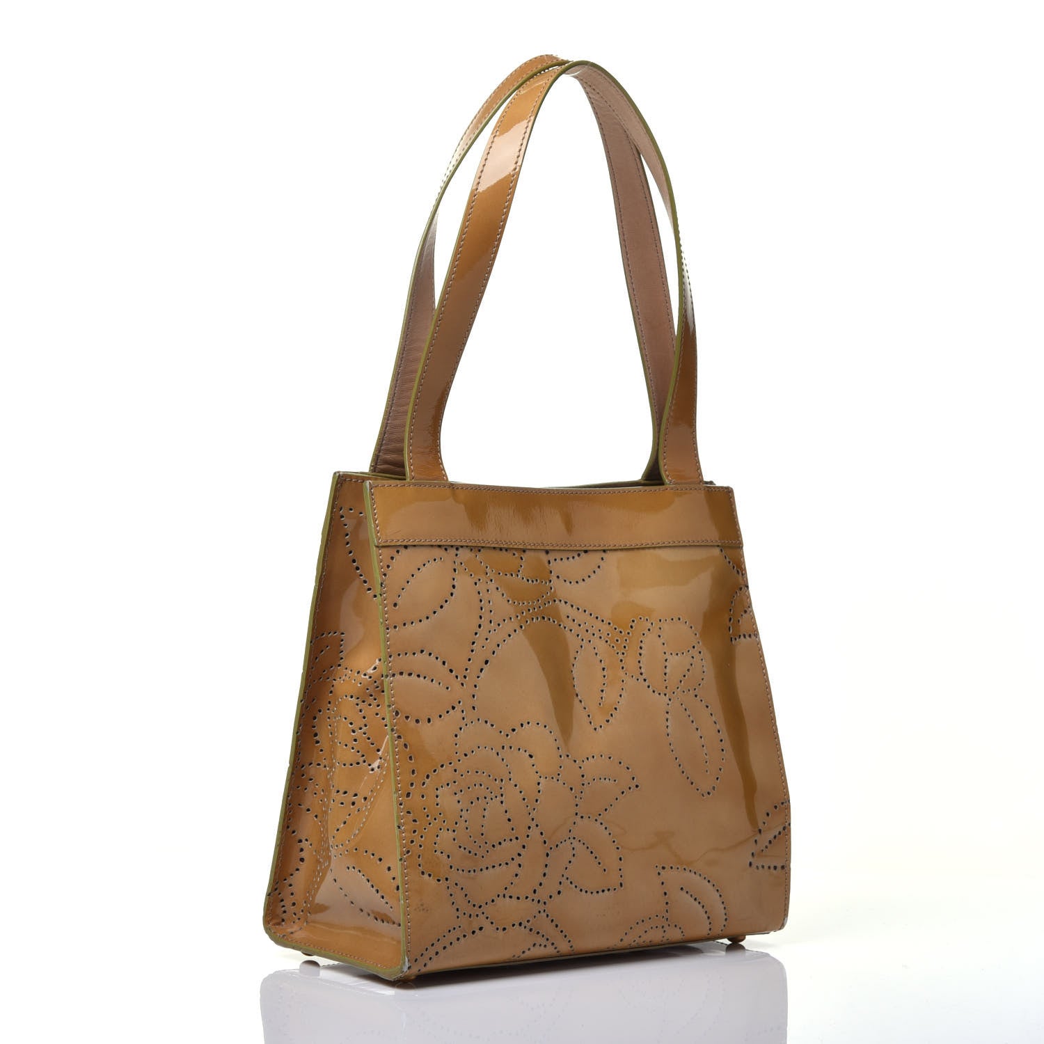 Chanel Patent Perforated Camellia Tote Beige 3 of 14