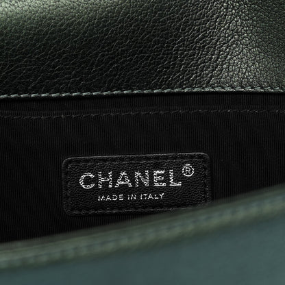 Chanel Iridescent Goatskin Quilted Medium Boy Flap Green 6 of 14