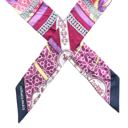 Hermes Silk La Promenade Du Matin Twilly Prune Rose Mauve 5 of 7