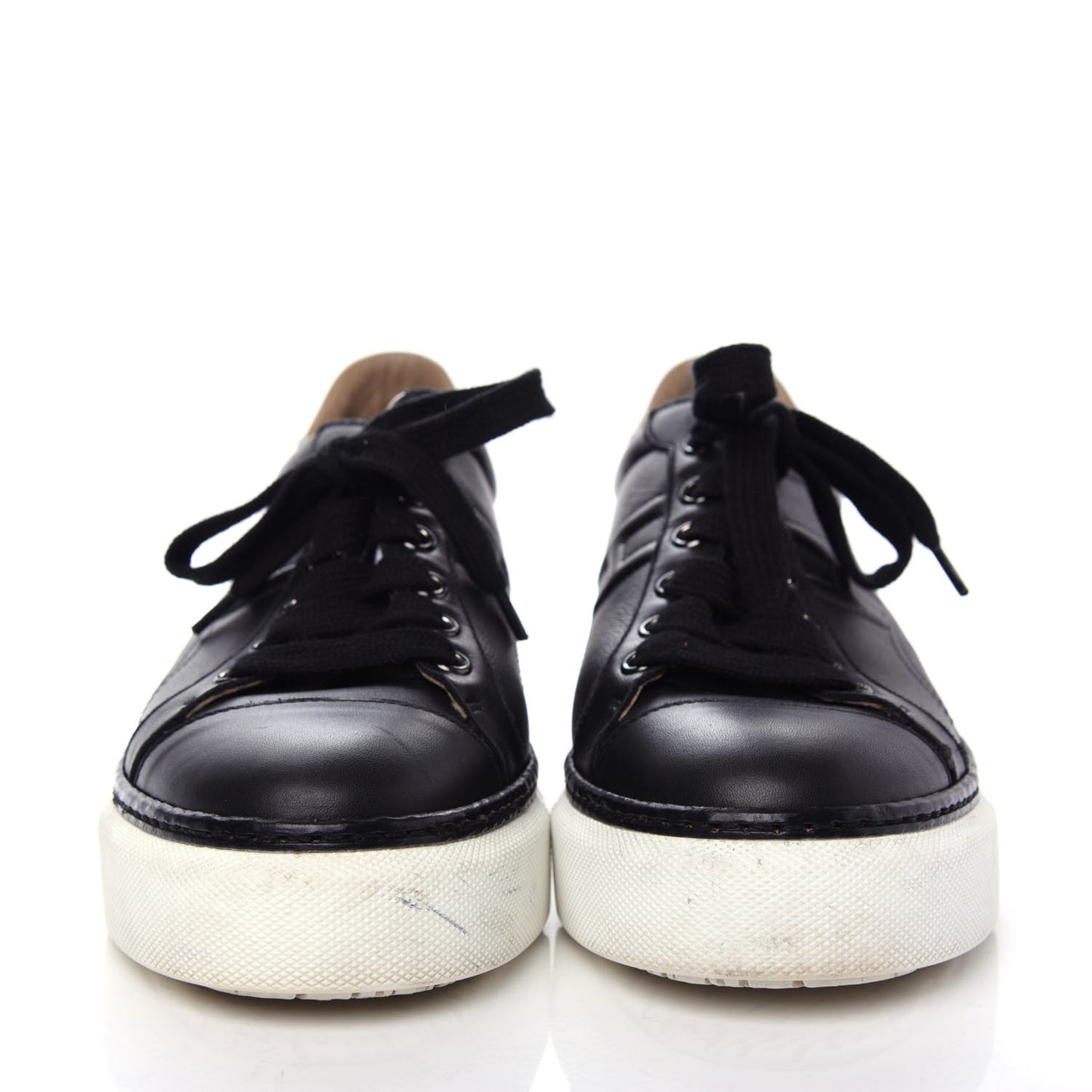Calfskin Polo Sneakers 36.5 Black White