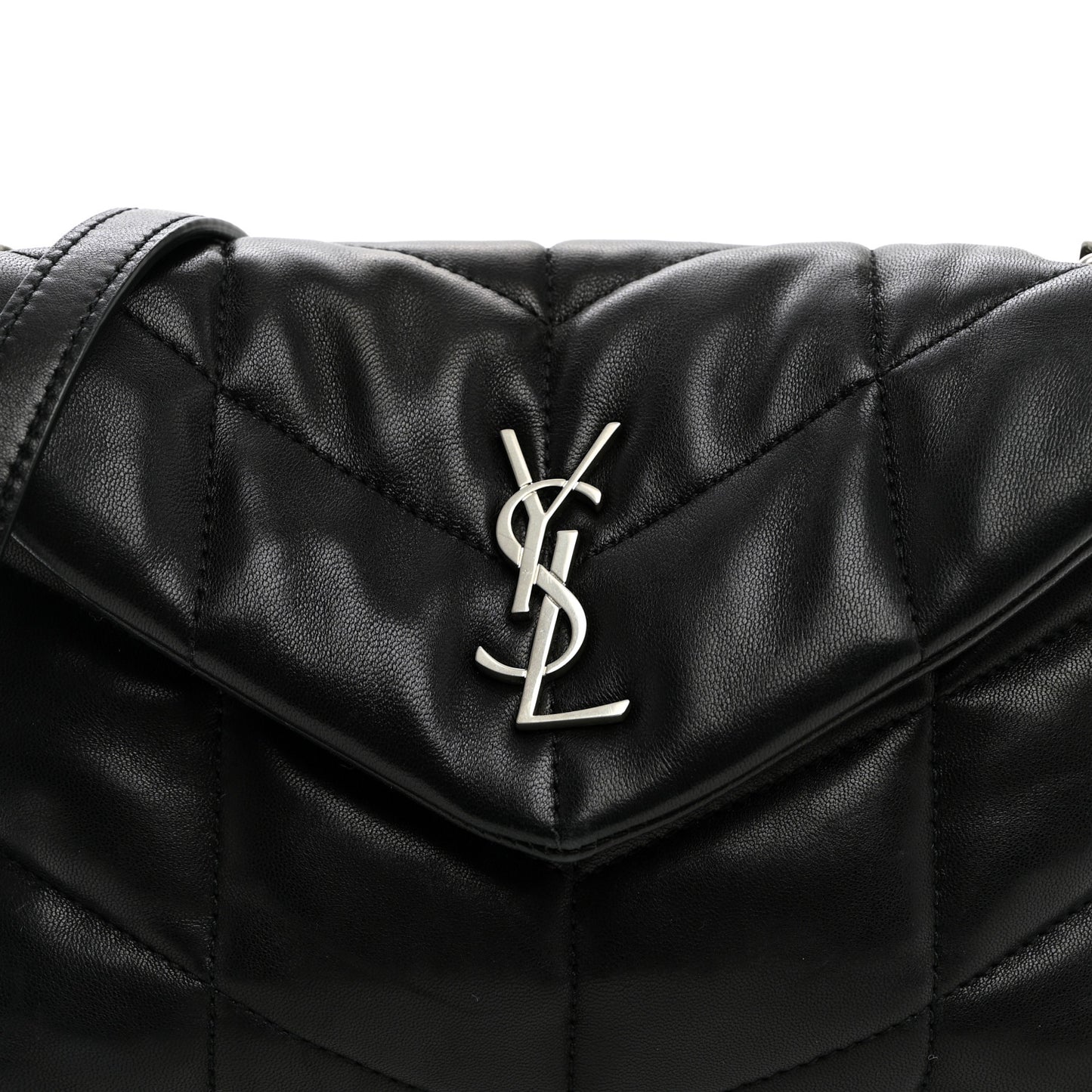 Lambskin Quilted Toy Loulou Puffer Monogram Chain Satchel Black