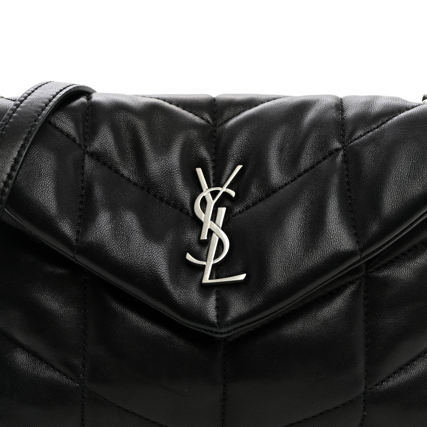 Saint Laurent Lambskin Quilted Toy Loulou Puffer Monogram Chain Satchel Black 7 of 9