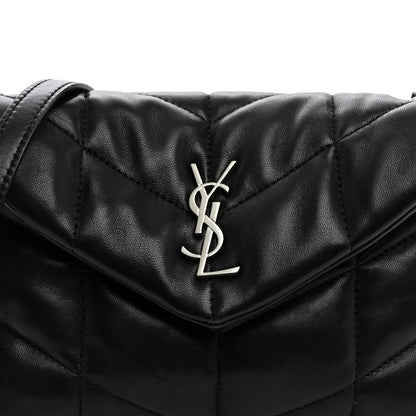 Saint Laurent Lambskin Quilted Toy Loulou Puffer Monogram Chain Satchel Black 7 of 9