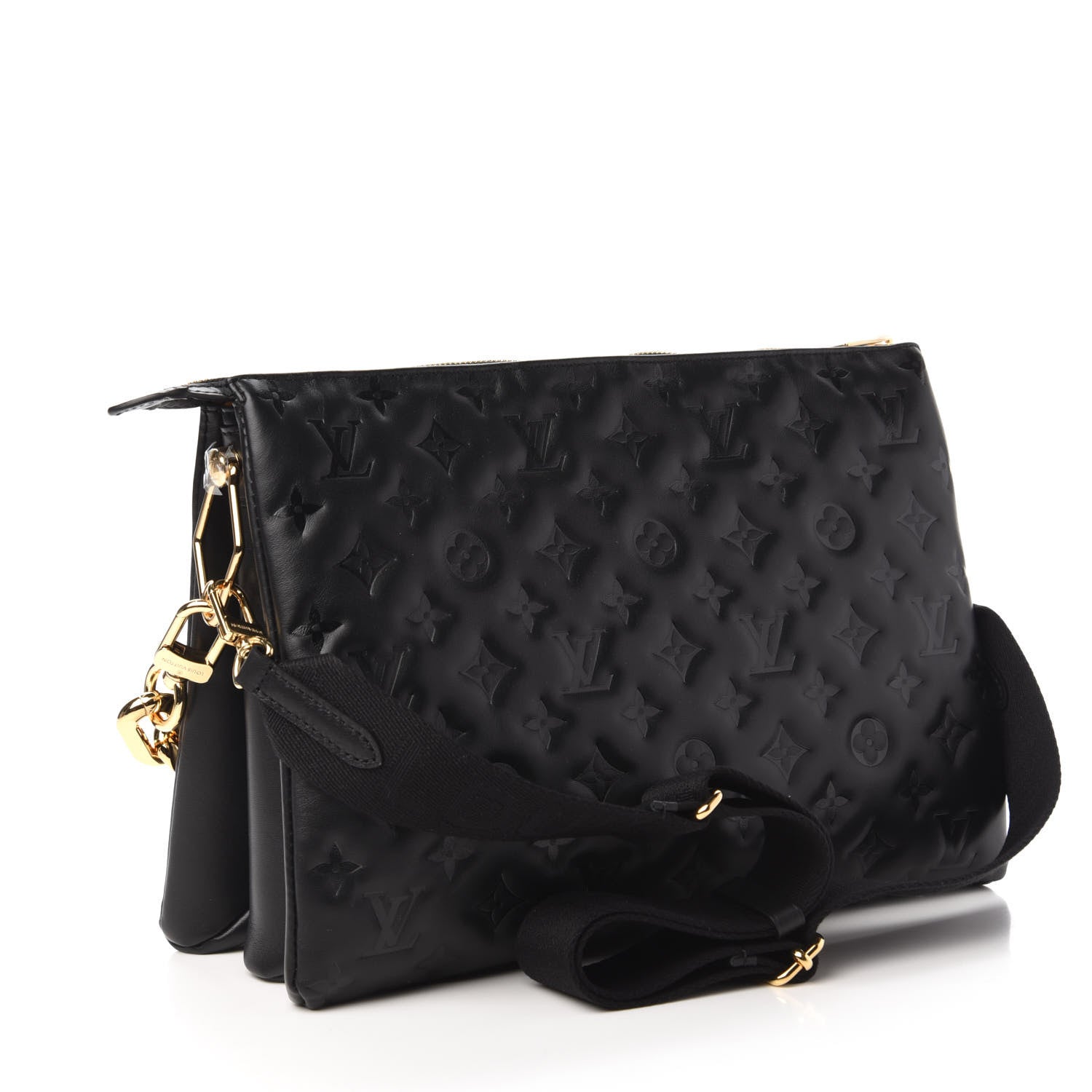 Louis Vuitton Lambskin Embossed Monogram Coussin MM Black 4 of 10