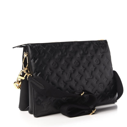 Louis Vuitton Lambskin Embossed Monogram Coussin MM Black 4 of 10