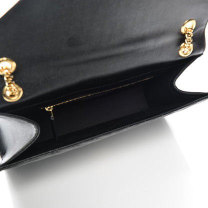 Saint Laurent Grain De Poudre Matelasse Chevron Large Monogram Satchel Black 5 of 7
