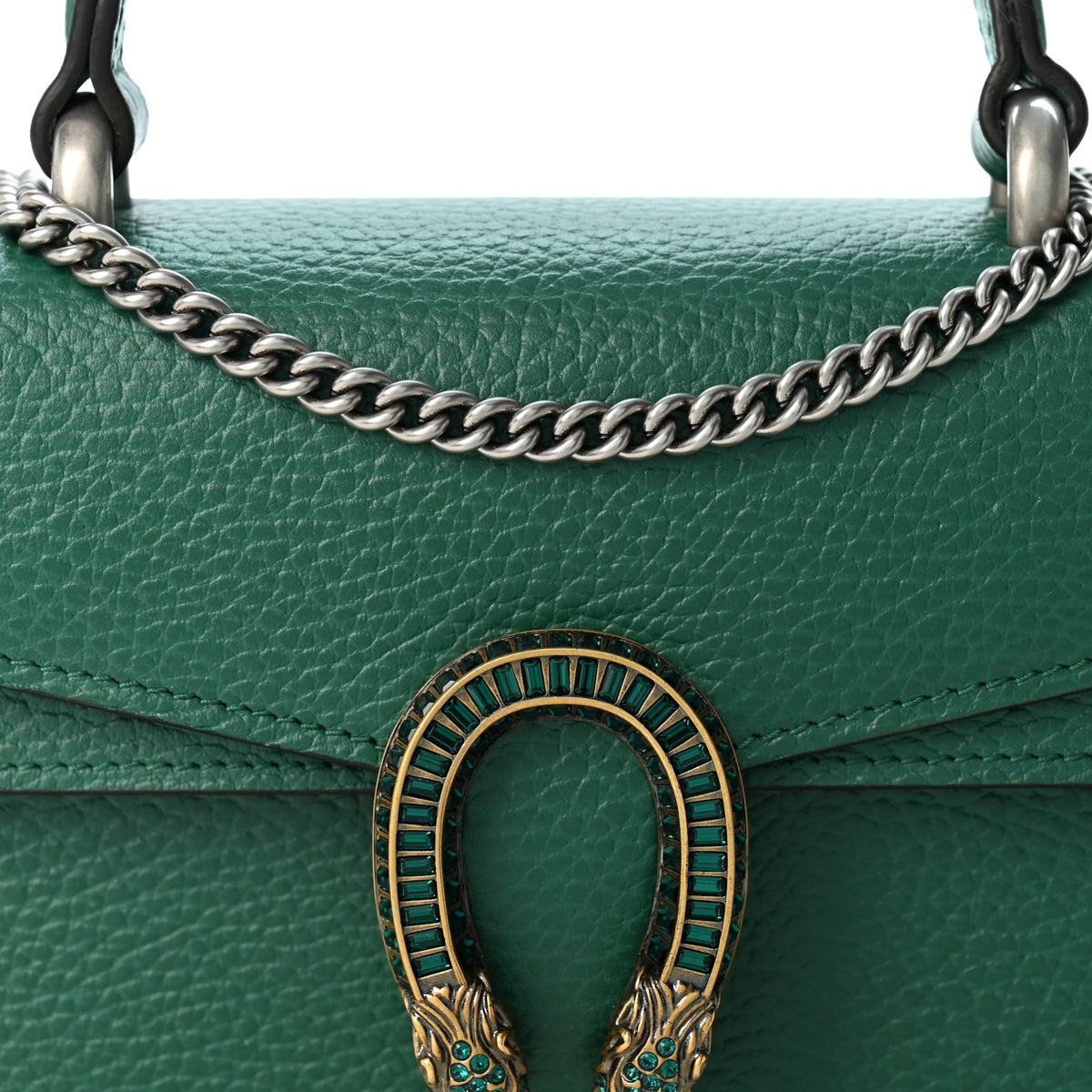 Gucci Dollar Calfskin Crystal Mini Dionysus Top Handle Bag Emerald 7 of 9