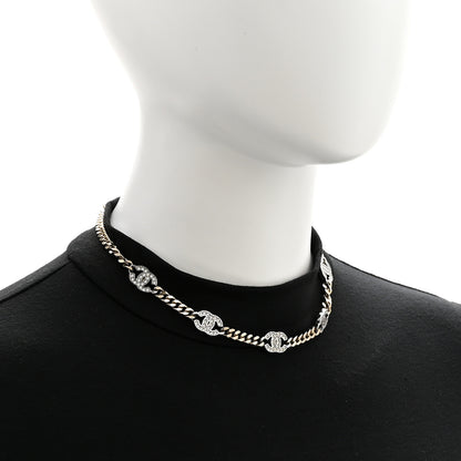 Chanel Crystal Chain CC Link Choker Gold Silver 2 of 6