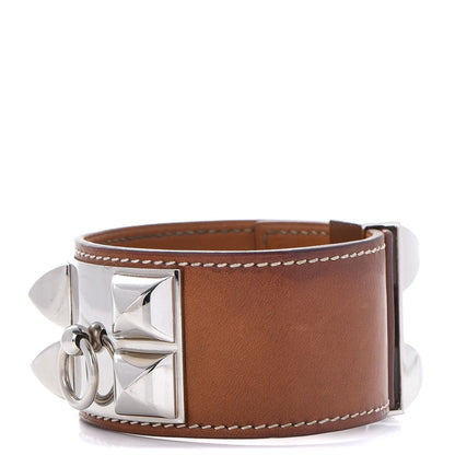 Hermes Barenia Collier De Chien CDC Bracelet L Fauve 1 of 10