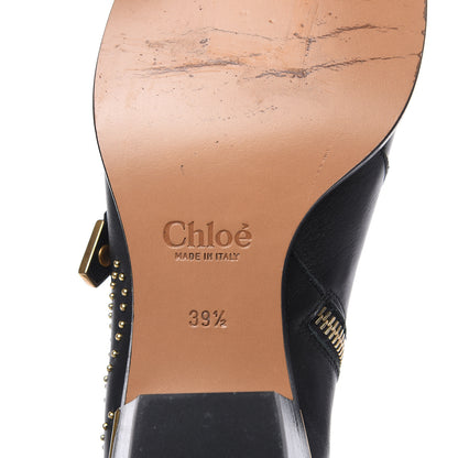 Chloe Nappa Sheepskin Studded Susanna Ankle Boots 39.5 Black 6 of 9