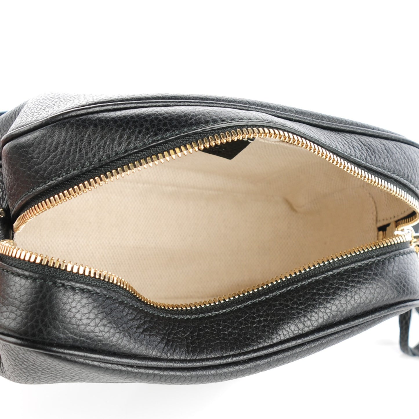 Pebbled Calfskin Small Soho Disco Bag Black