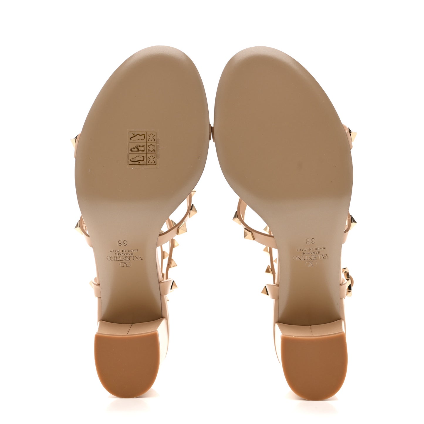 Calfskin Rockstud 60mm City Sandals 38 Sabbia