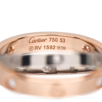 Cartier 18K Pink White Gold 6 Diamond LOVE Ring 53 6.25 4 of 5