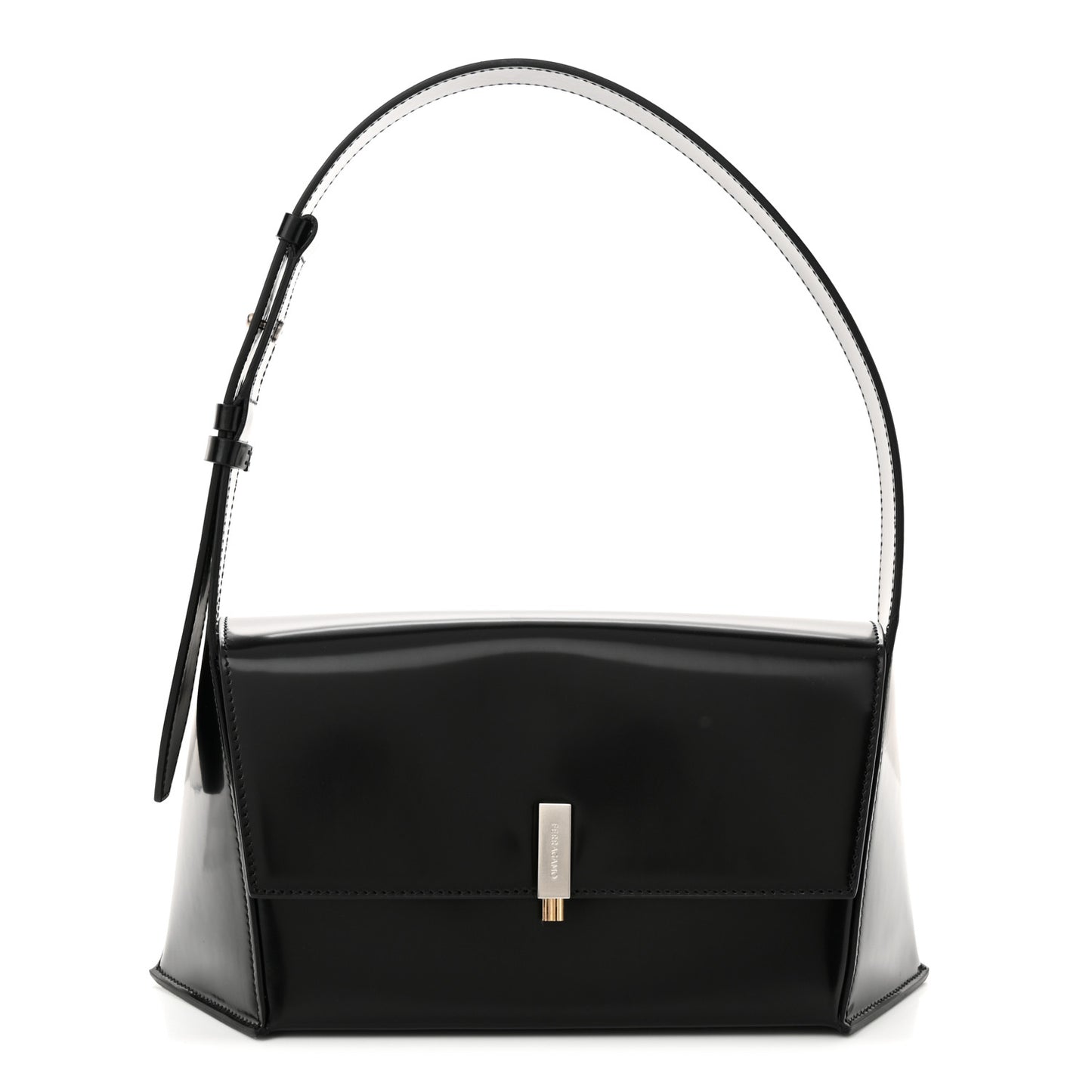 Calfskin Geometric Shoulder Bag Black