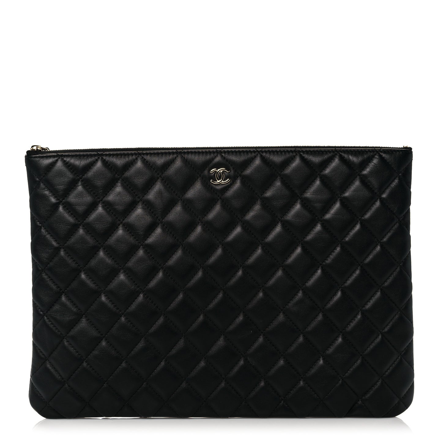 Lambskin Quilted Large Cosmetic Case Black