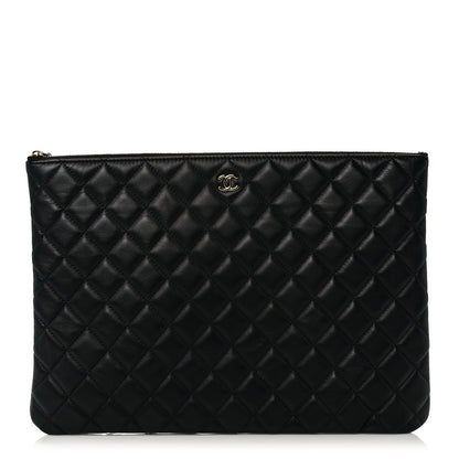 Chanel Lambskin Quilted Large Cosmetic Case Black 1 of 11