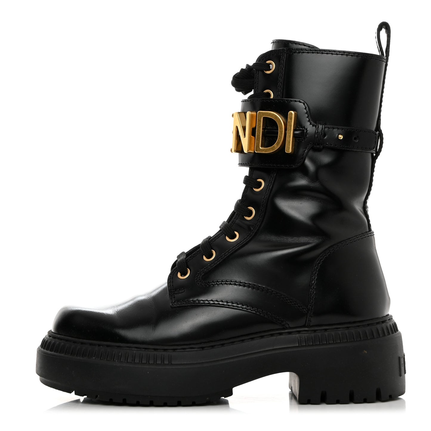 Vitello Abrasivato Fendigraphy 50mm Biker Boots 36.5 Black