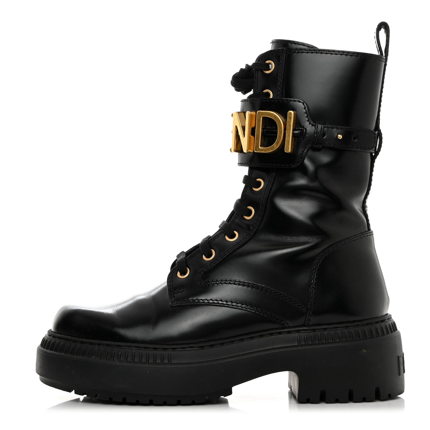 Fendi Vitello Abrasivato Fendigraphy 50mm Biker Boots 36.5 Black 1 of 9