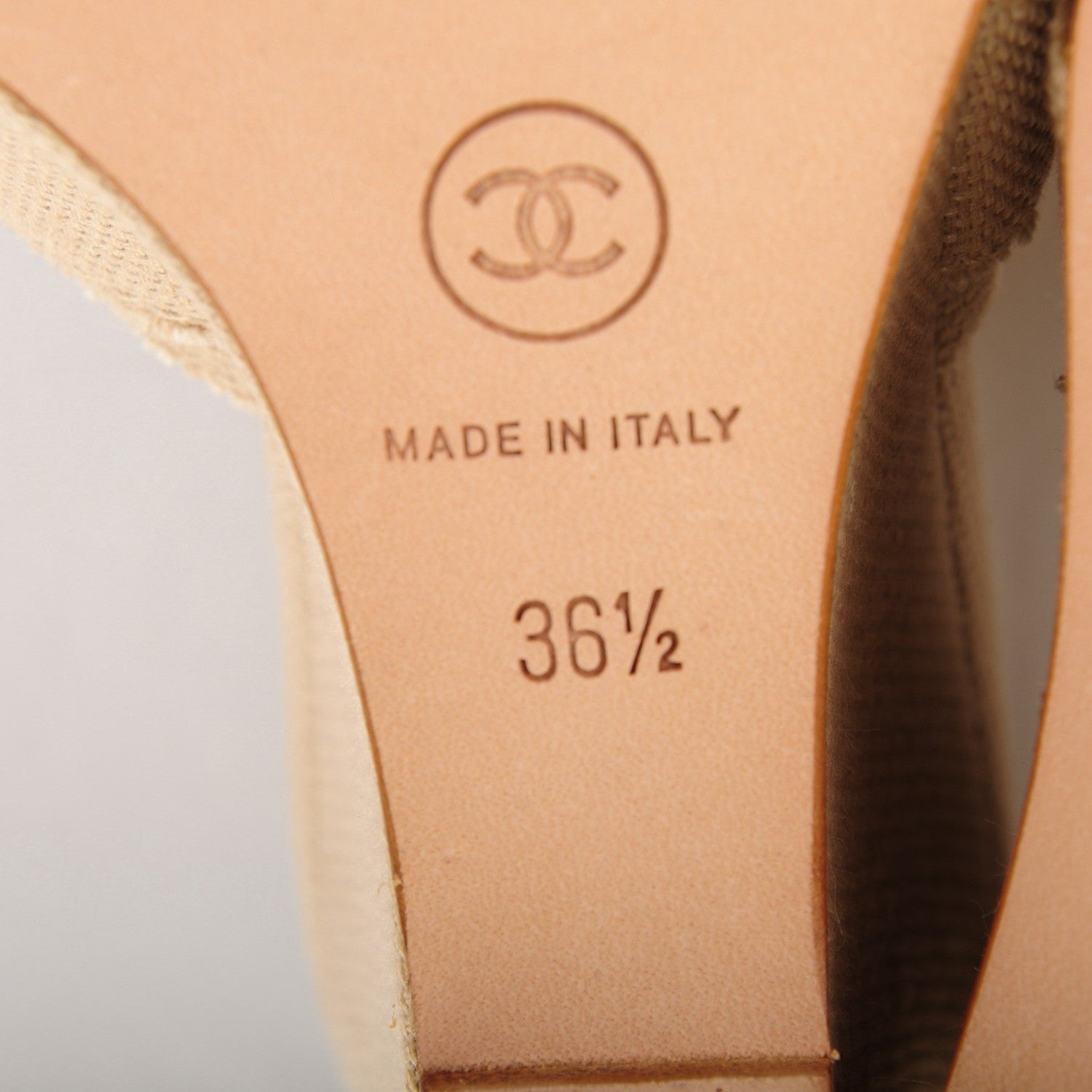 Chanel Canvas Heart CC Wedge Sandals 36.5 Beige 7 of 7