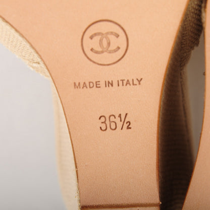 Chanel Canvas Heart CC Wedge Sandals 36.5 Beige 7 of 7