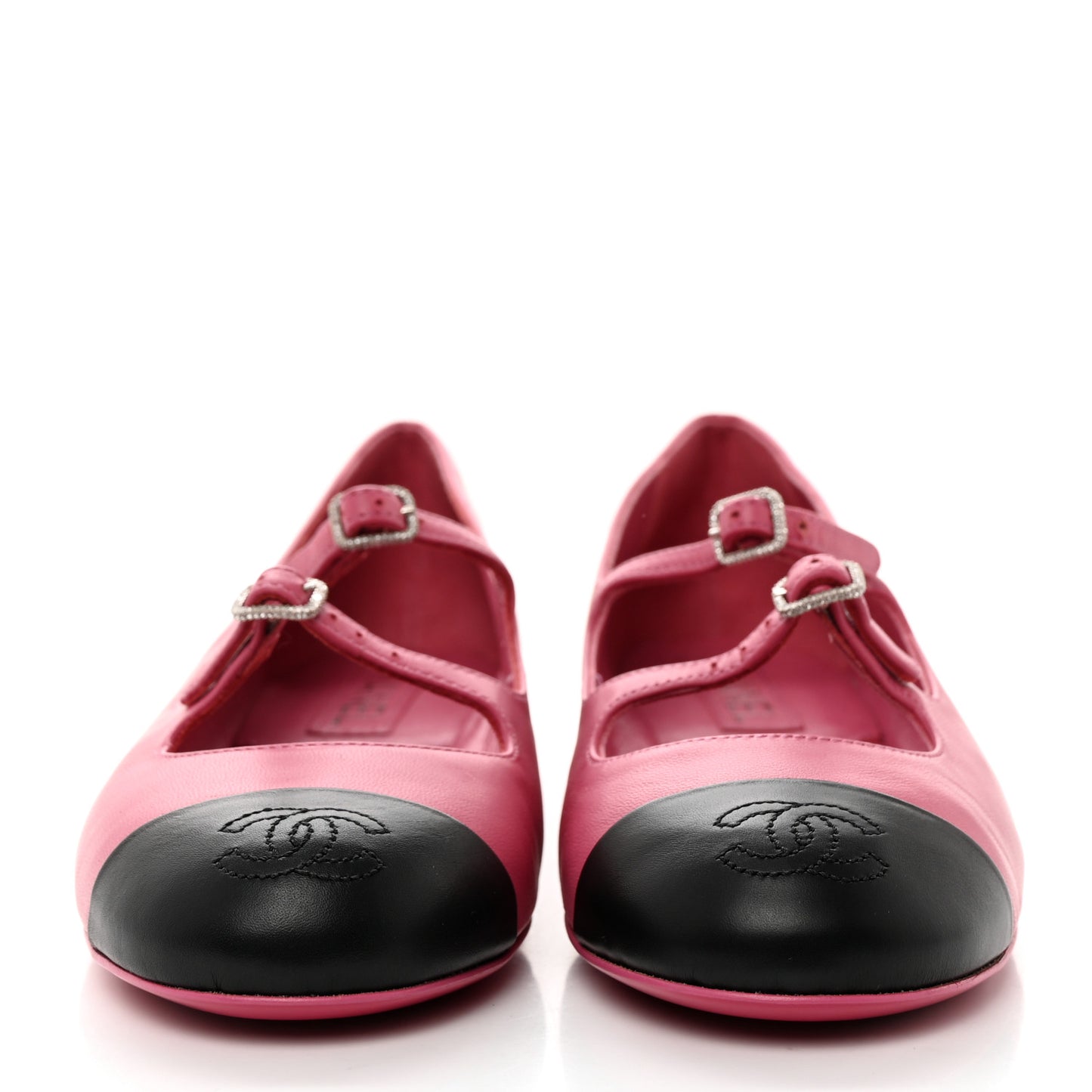 Lambskin Mary Jane Flats 36.5 Pink Black