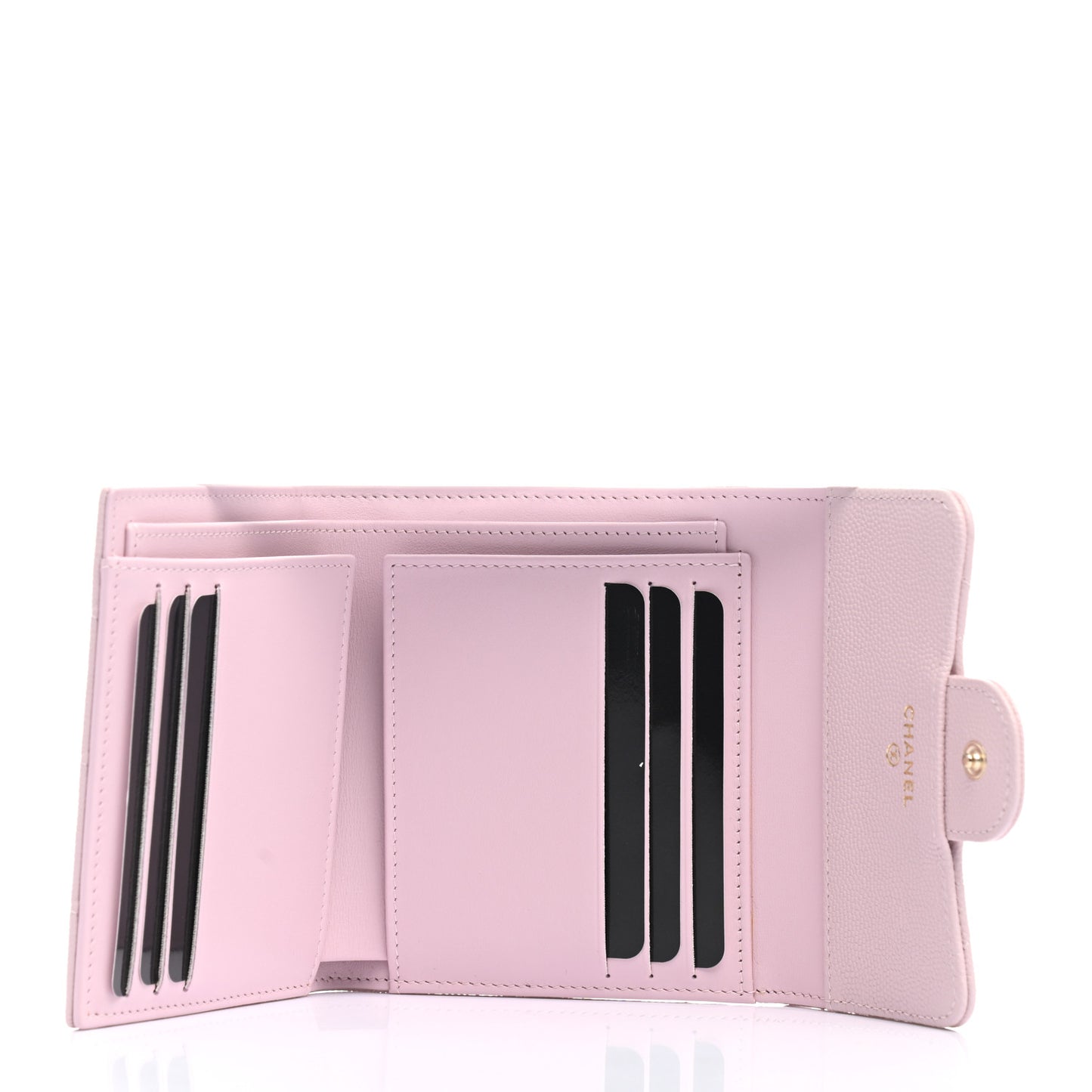 Caviar Quilted Compact Flap Wallet Light Pink