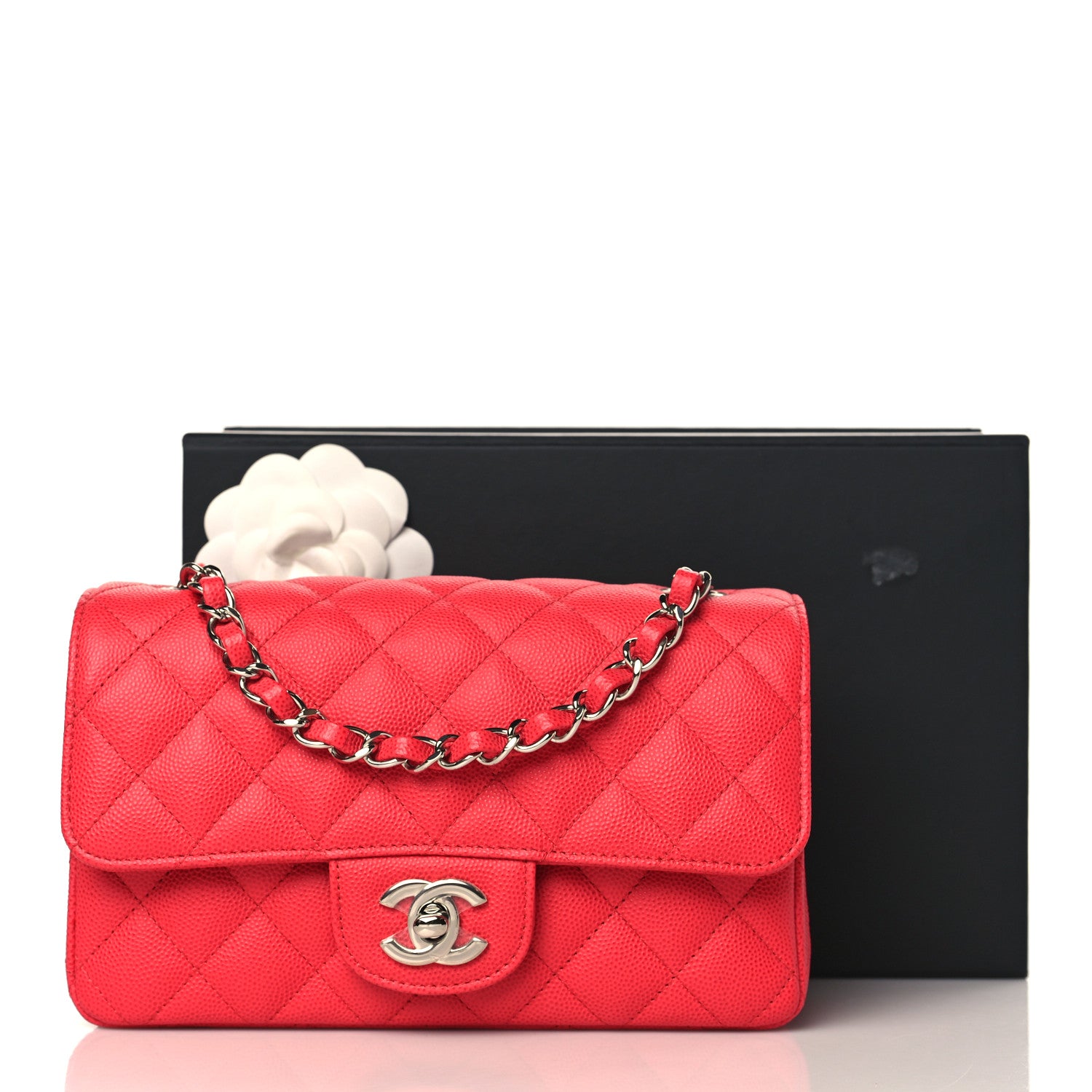 Chanel Caviar Quilted Mini Rectangular Flap Dark Pink 10 of 10