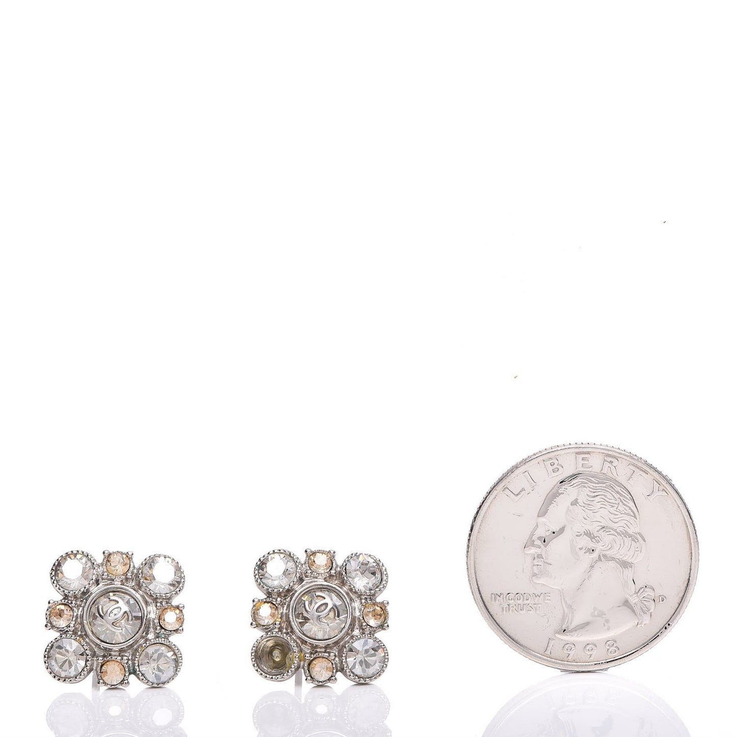 Crystal CC Earrings Silver