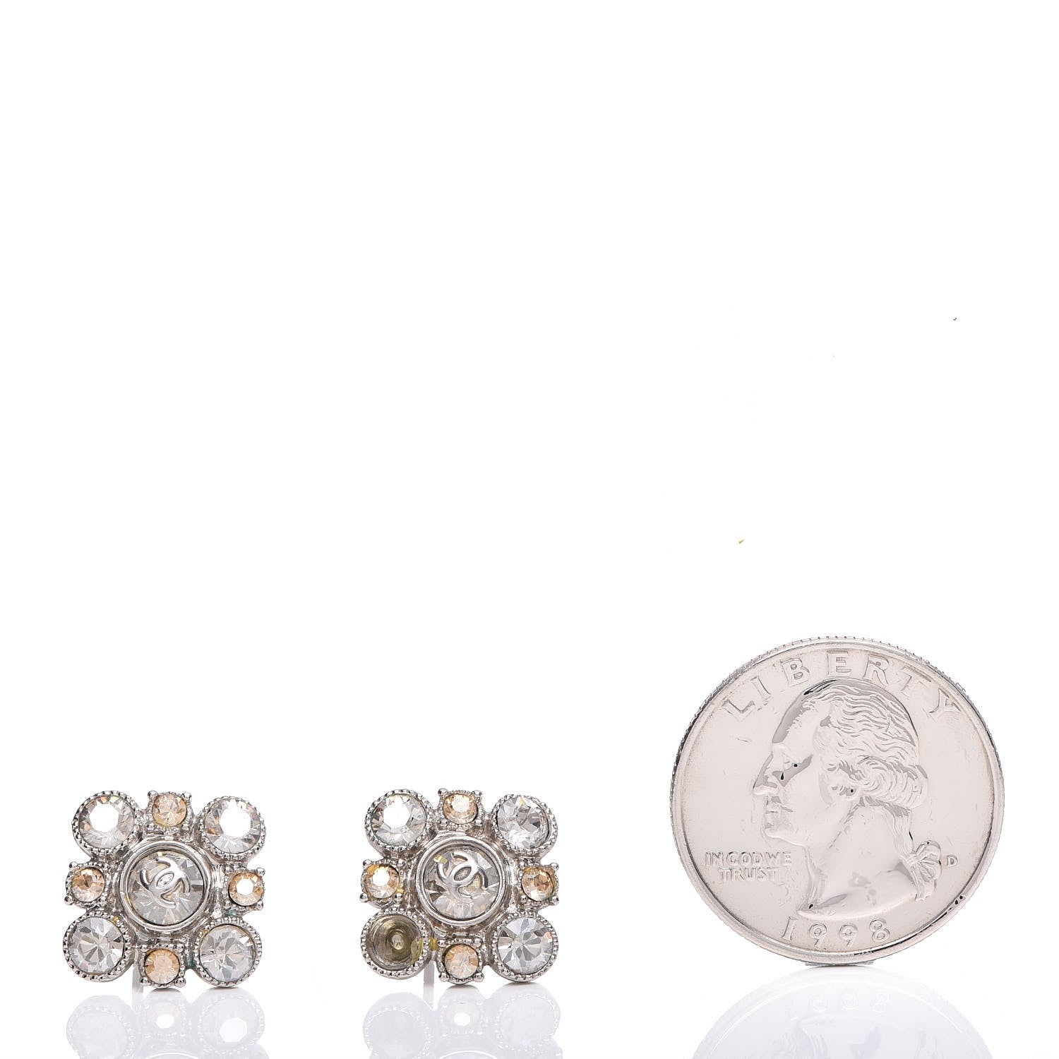Chanel Crystal CC Earrings Silver 2 of 5